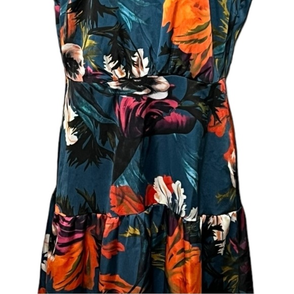 Sam Edelman Satin Midi Dress Elegant Floral Halter Neck Sleeveless Tiered Design - Picture 11 of 15